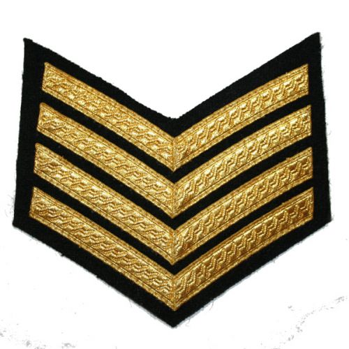 4 Bar Chevron Gold on Black Mess Badge