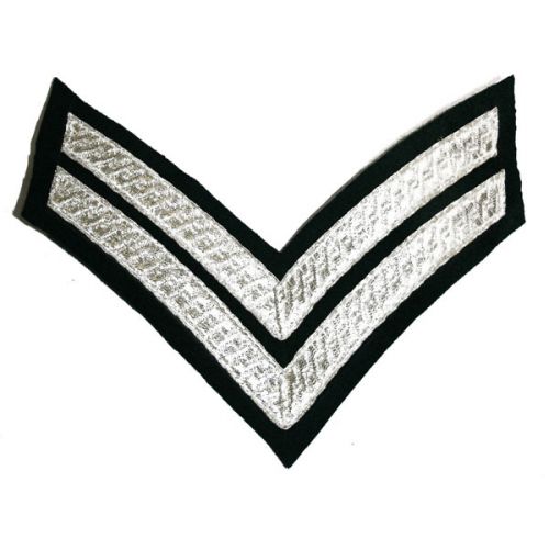 Corporal Chevrons - Silver on Rifle Green