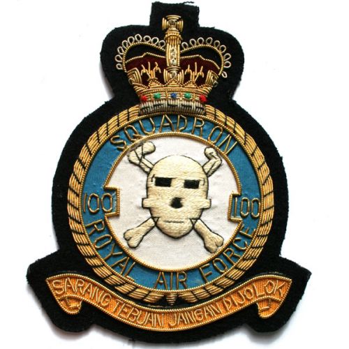 RAF 100 Sqn Wire Blazer Badge