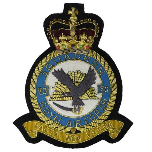 RAF 20 Squadron Wire Blazer Badge (Facta Non Verba)