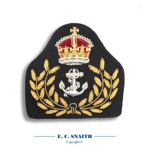 Royal Navy Cap Badge, Warrant Officer. King's Crown CIIIR (Embroidered)  