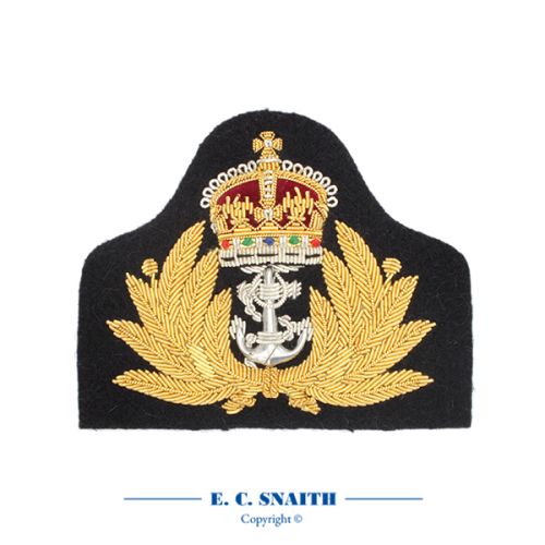 Royal Navy Cap Badge, Officer's. King's Crown CIIIR (Embroidered)  