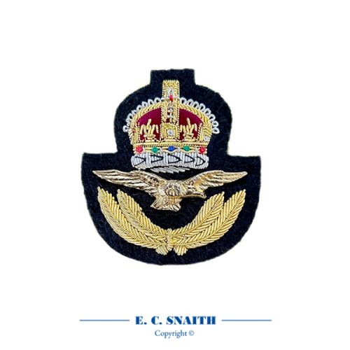 Royal Air Force Beret Badge, Officer's. King's Crown CIIIR (Embroidered)