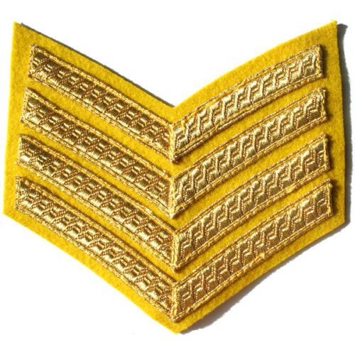 4 Bar Gold On Cavalry Yellow Rank Chevron