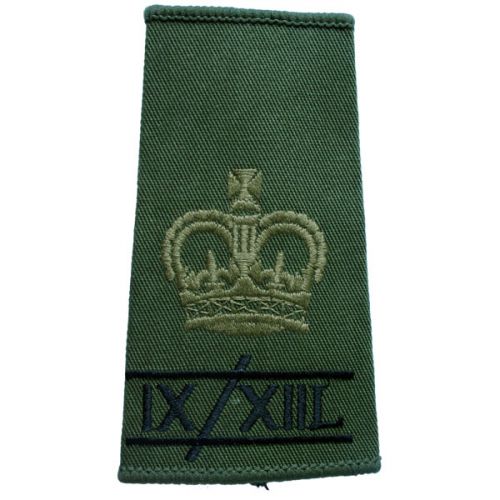 9th/12th Lancers Rank Slides, Olive Green, (WO2)