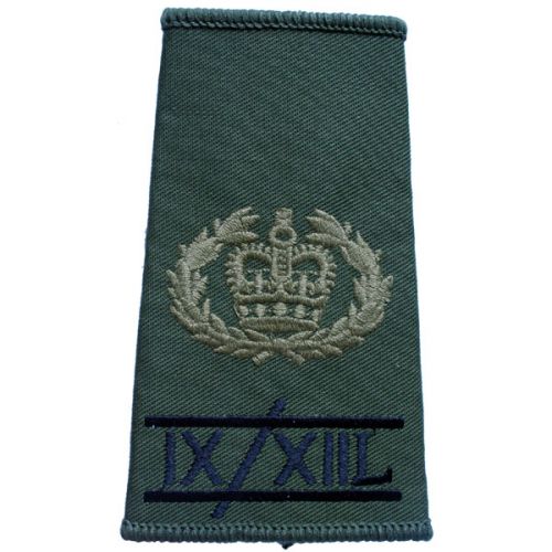 9th/12th Lancers Rank Slides, Olive Green, (RQMS)