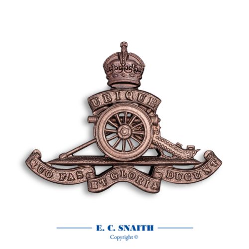 Royal Artillery Officers Cap Badge Bronze, King's Crown CIIIR