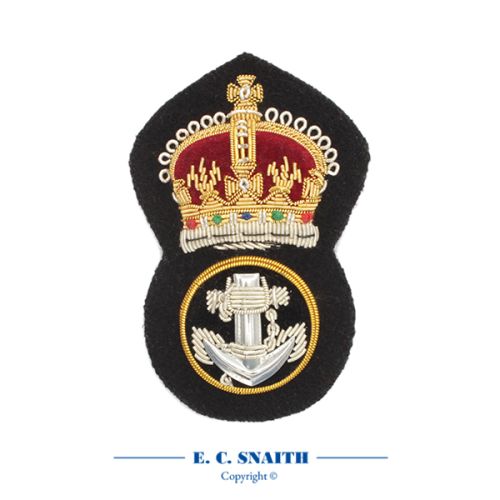 Royal Navy Cap Badge, Petty Officer's. King's Crown CIIIR (Embroidered)