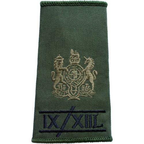 9th/12th Lancers Rank Slides, Olive Green, (WO1)