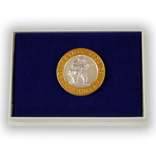 OP-HERRICK Afghanistan Gilt Rim/Silver Centre Lapel Badge