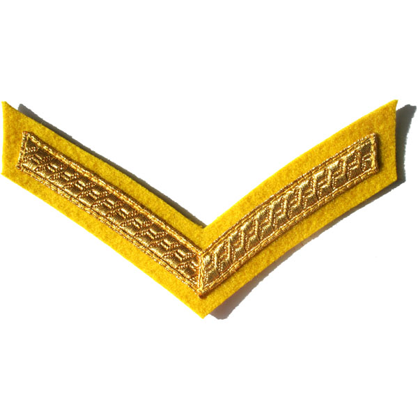 lance corporal on cavalry yellow rank chevron